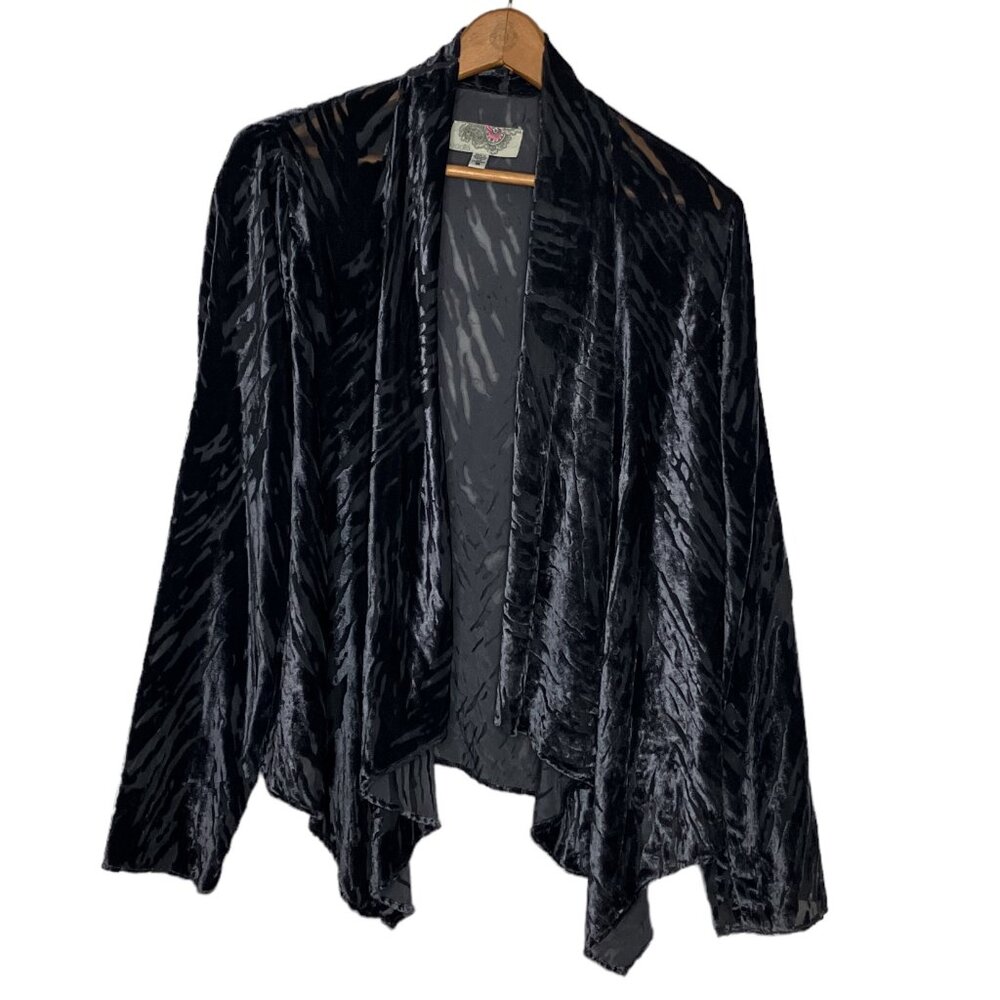 Ecote Medium M‎ Urban Outfitters Gray Velvet Burnout Open Front Draped Cardigan